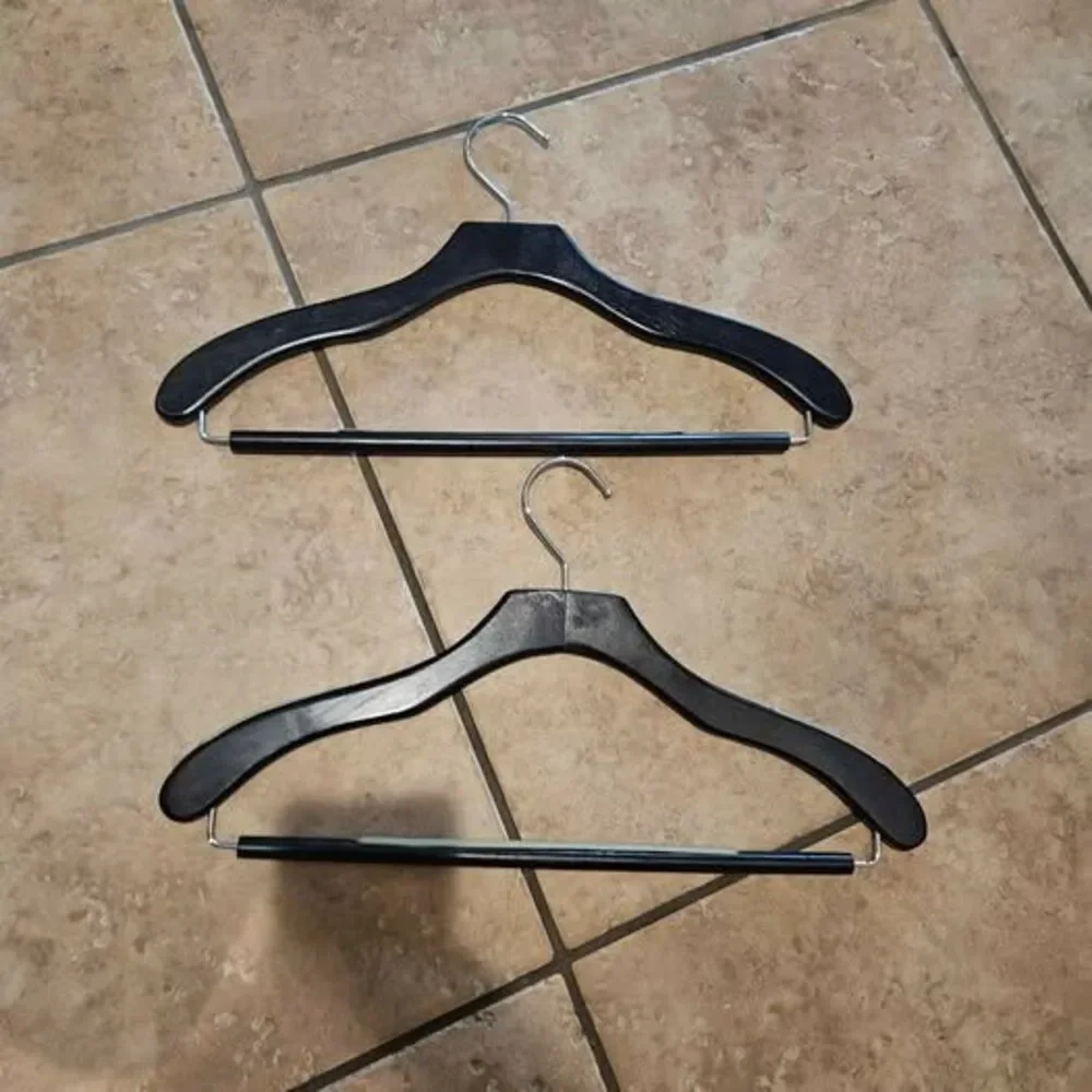 Set of 2 Black Wooden Suit Hangers